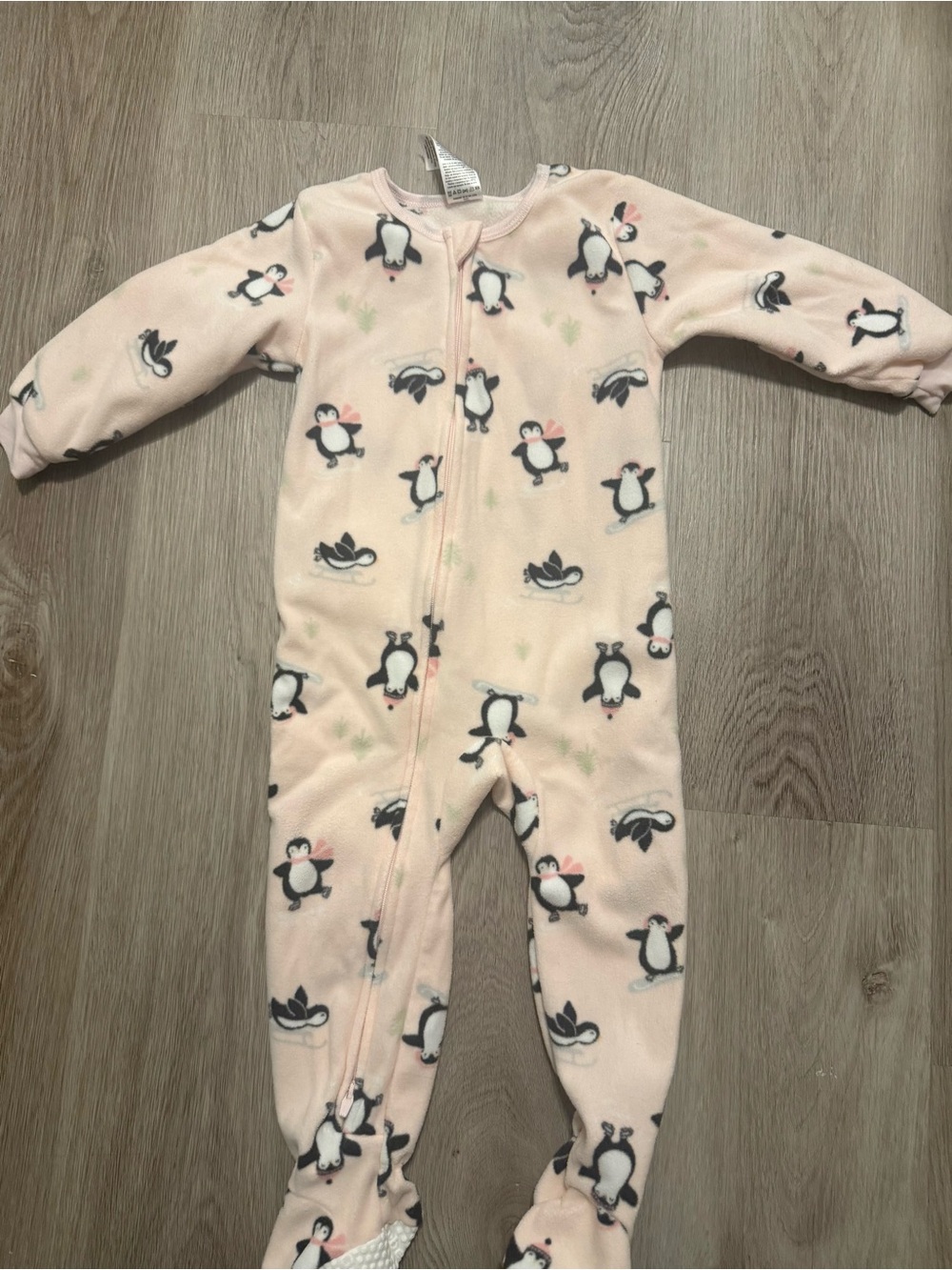 Gerber Cozy Pink Penguin Print Kids One-Piece Zipper Pajamas